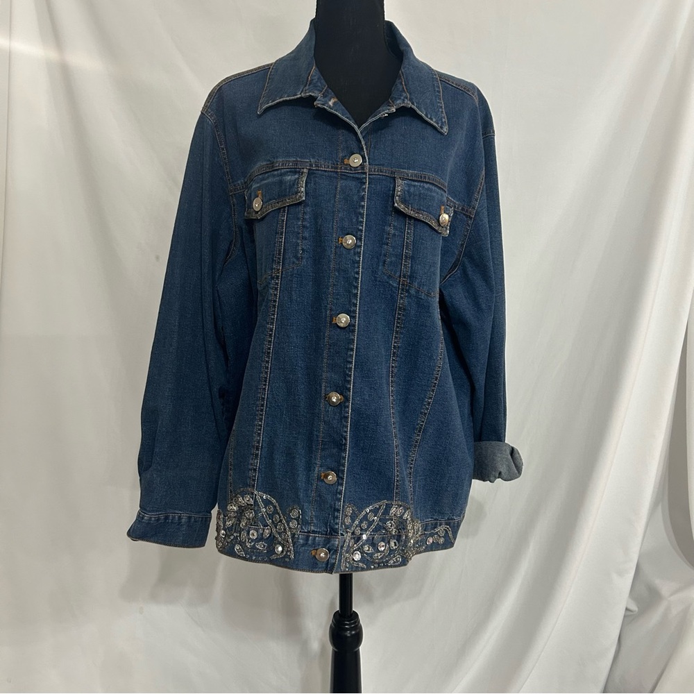 Maggie Sweet Embellished Denim Jacket with sequins